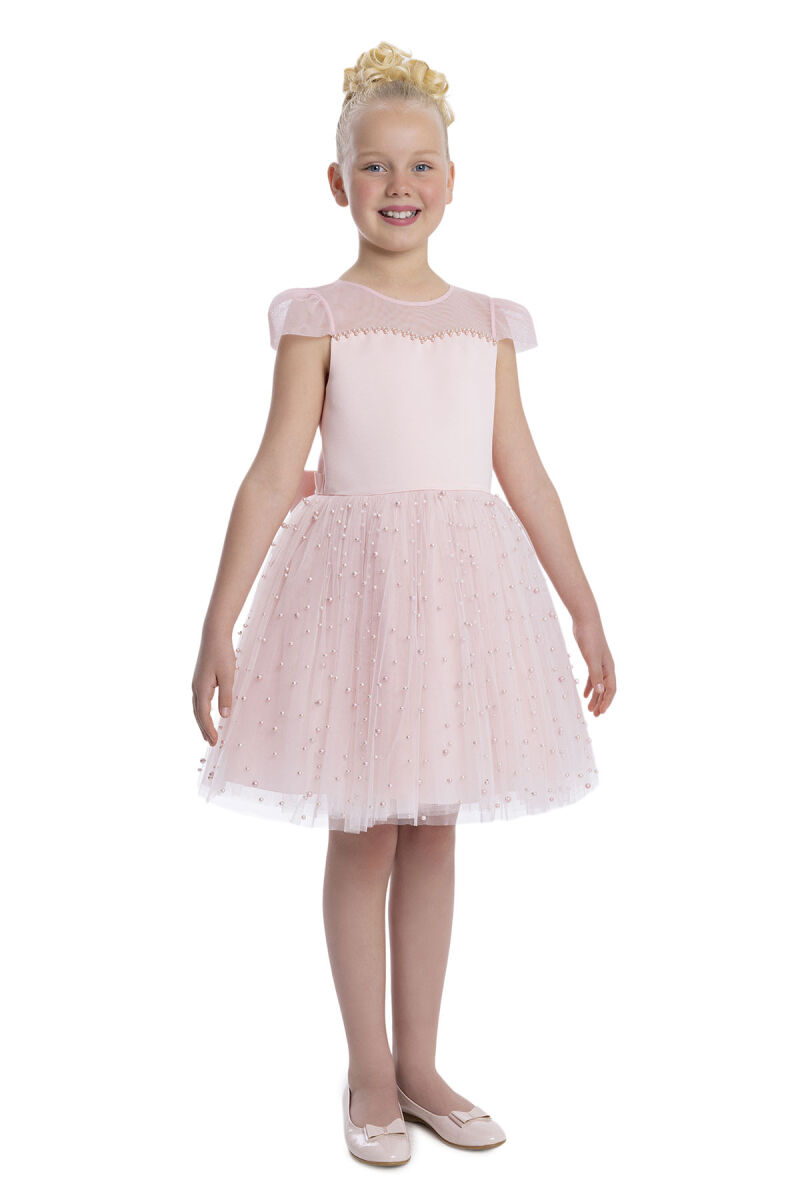 Powder Heart Neckline Girl's Dress 8-12 AGE 34056PR - 2