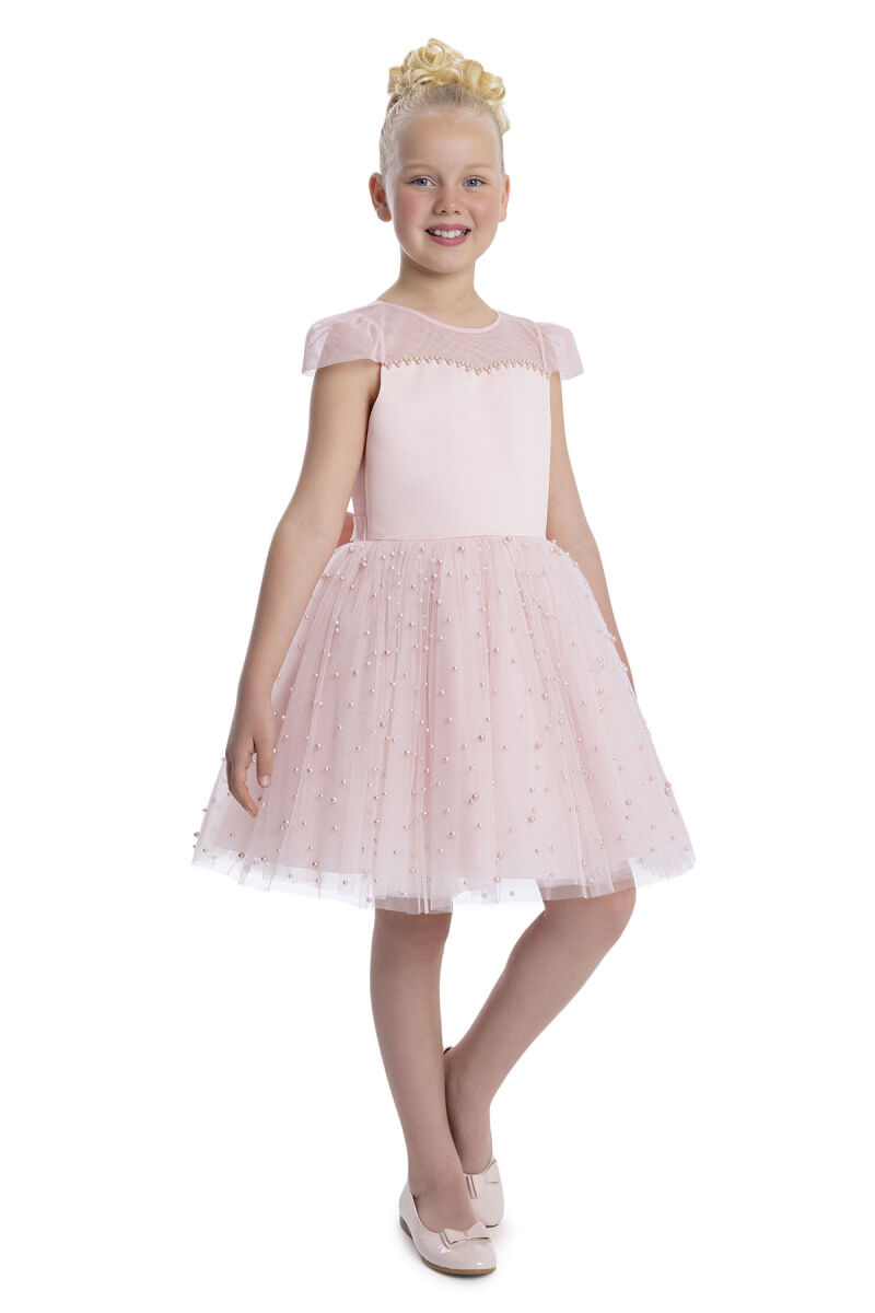 Powder Heart Neckline Girl's Dress 8-12 AGE 34056PR - 3