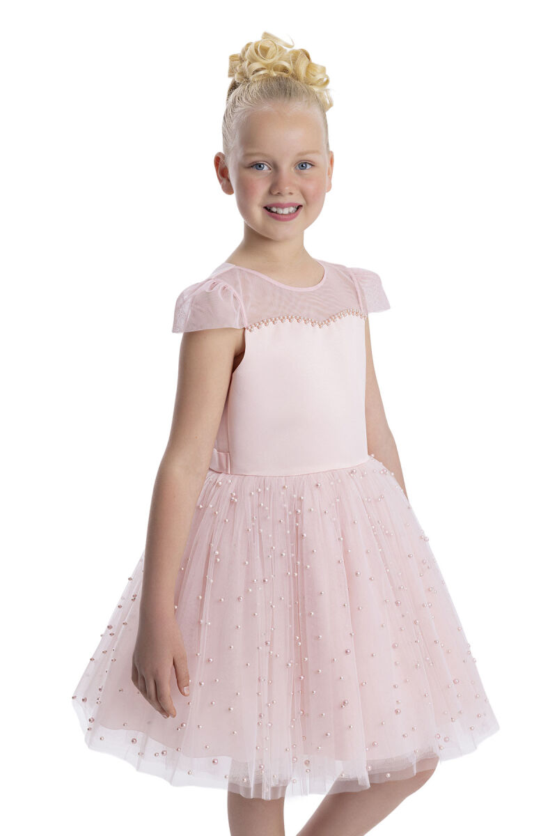 Powder Heart Neckline Girl's Dress 8-12 AGE 34056PR - 4