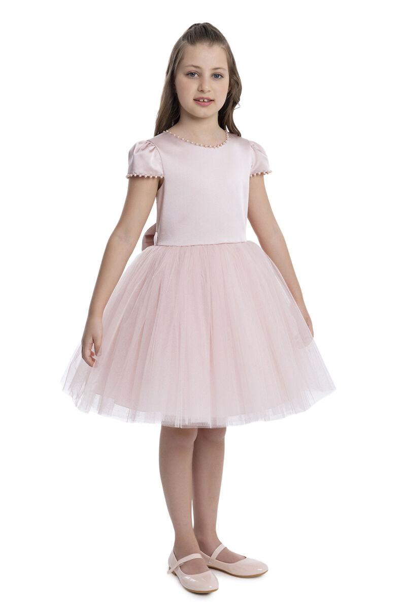 Powder Pearl-Embroidered Girls Dress 8-12 AGE 34079PR - 2