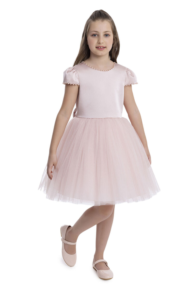 Powder Pearl-Embroidered Girls Dress 8-12 AGE 34079PR - 3