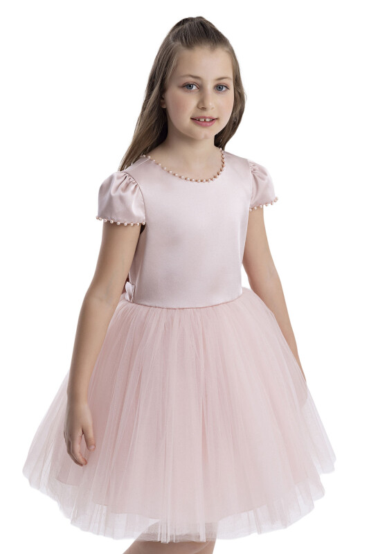 Powder Pearl-Embroidered Girls Dress 8-12 AGE 34079PR - 4