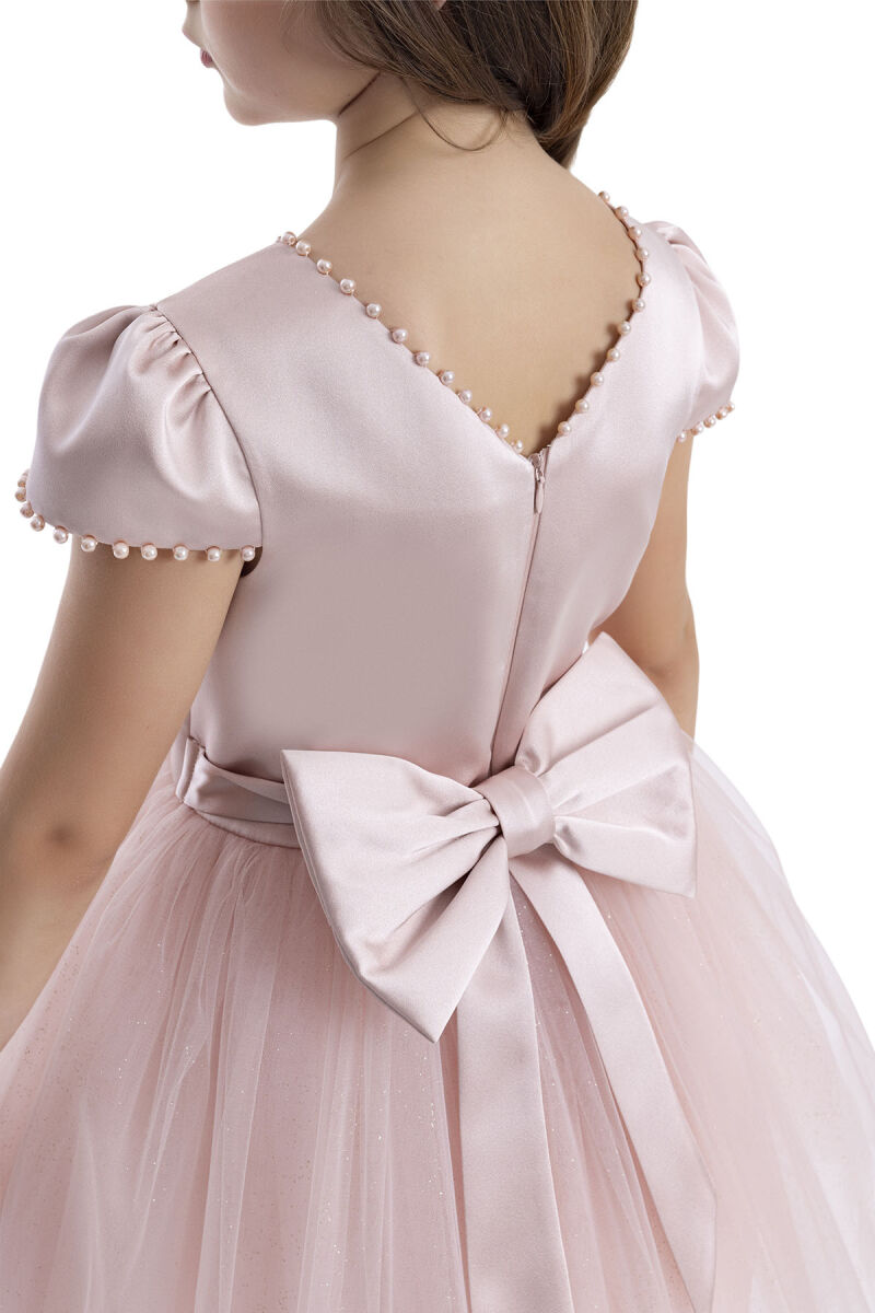 Powder Pearl-Embroidered Girls Dress 8-12 AGE 34079PR - 7