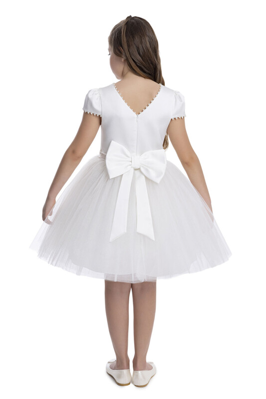 Ecru Pearl-Embroidered Girls Dress 8-12 AGE 34079PR - 6