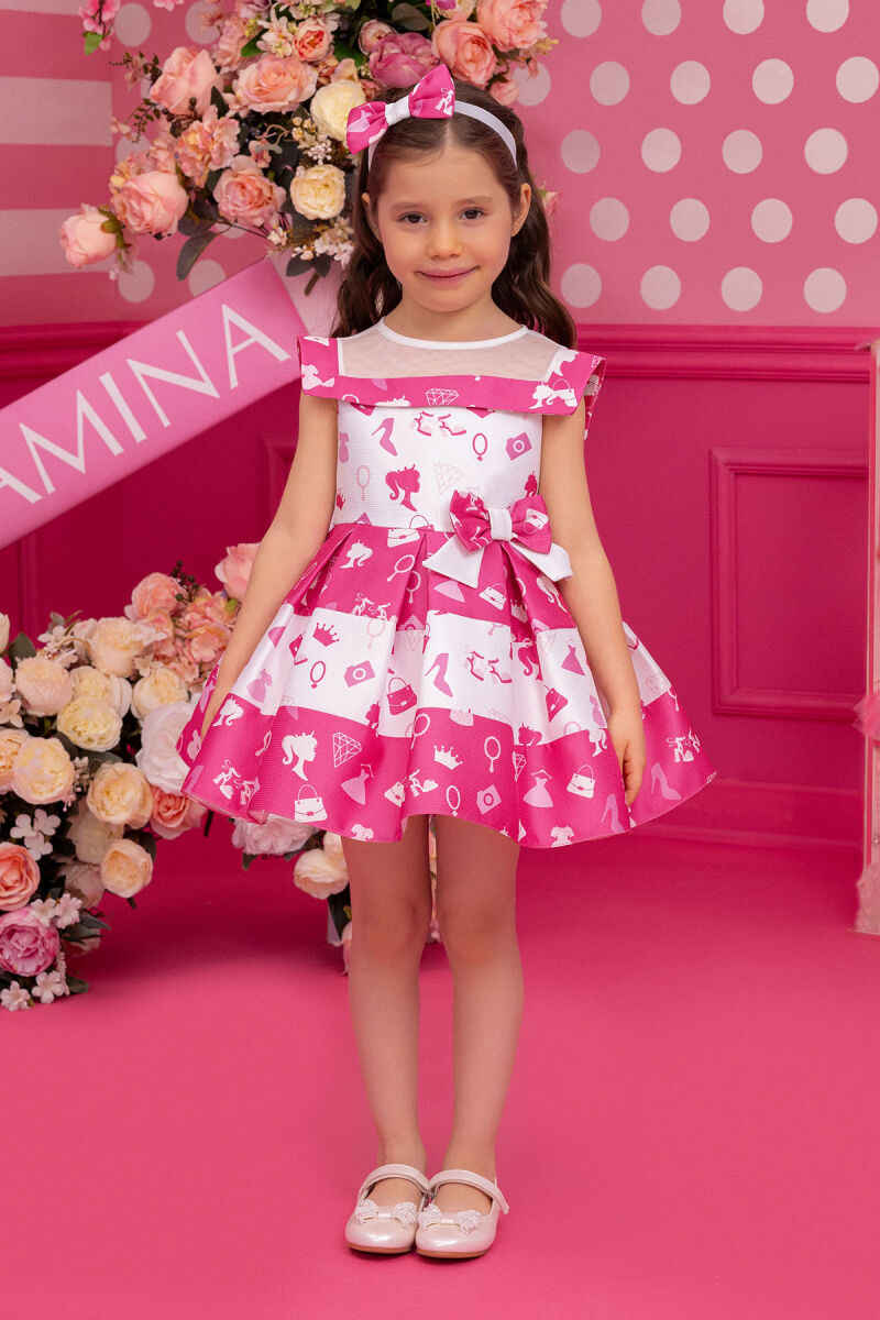 Fuchsia Girls Digital Printed Dress 6-24 MONTH 34306PR - 1