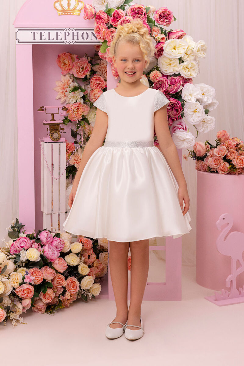 Ecru Girls Moon Sleeved Organza Dress 8-12 AGE 34127PR - 1