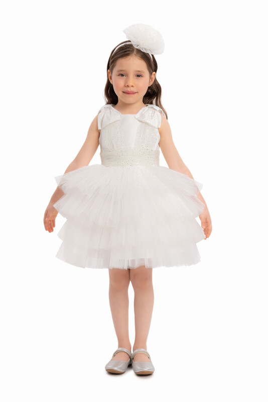 Ecru Girls Layered Tulle Dress 6-24 MONTH 34351PR 