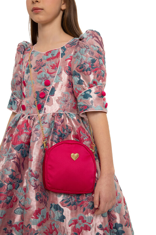 Fuchsia Jacquard Dress with Bag 8-14 AGE 35429PR - 6