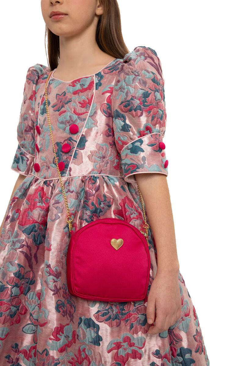 Fuchsia Jacquard Dress with Bag 8-14 AGE 35429PR - 6