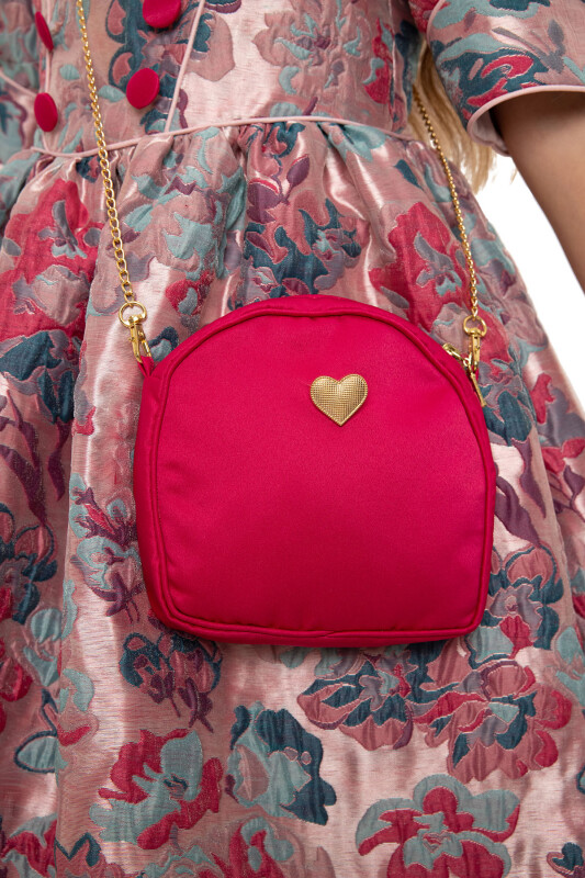 Fuchsia Jacquard Dress with Bag 8-14 AGE 35429PR - 8