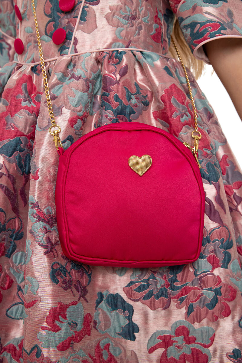 Fuchsia Jacquard Dress with Bag 8-14 AGE 35429PR - 8