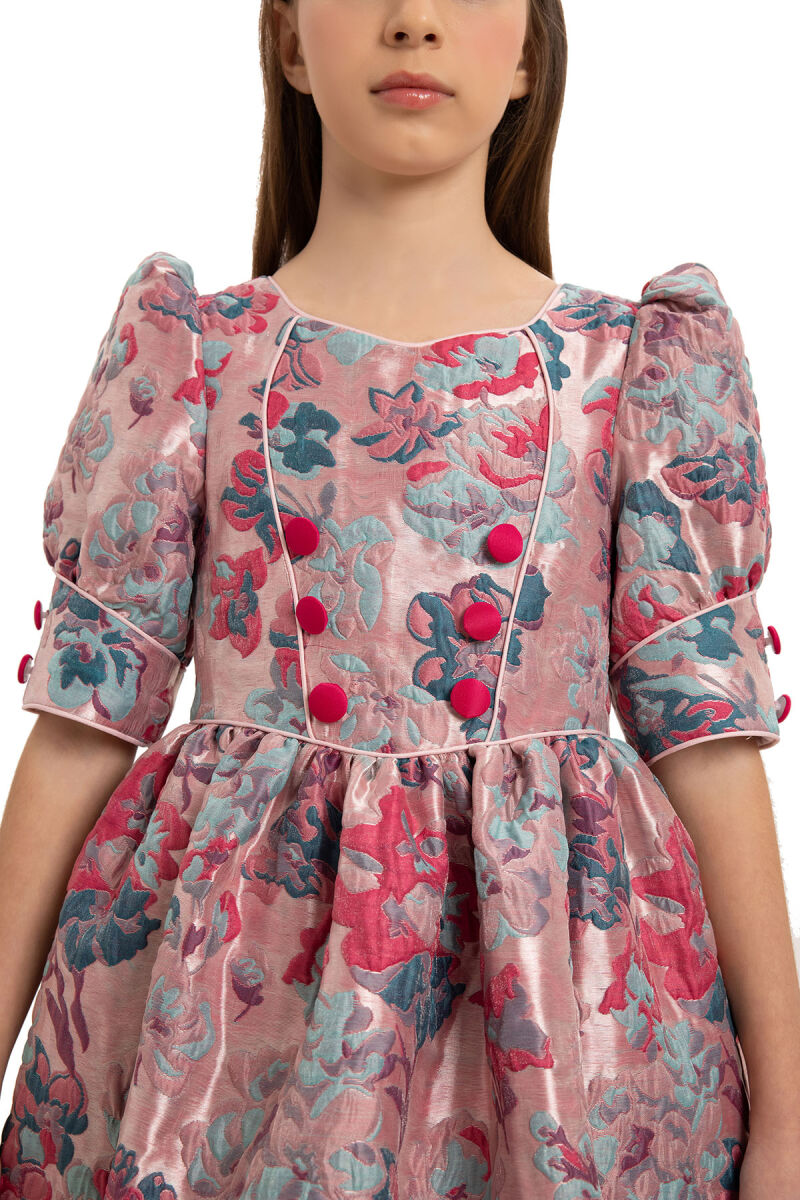 Fuchsia Jacquard Dress with Bag 8-14 AGE 35429PR - 9