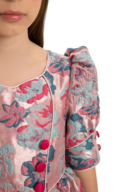 Fuchsia Jacquard Dress with Bag 8-14 AGE 35429PR - 10