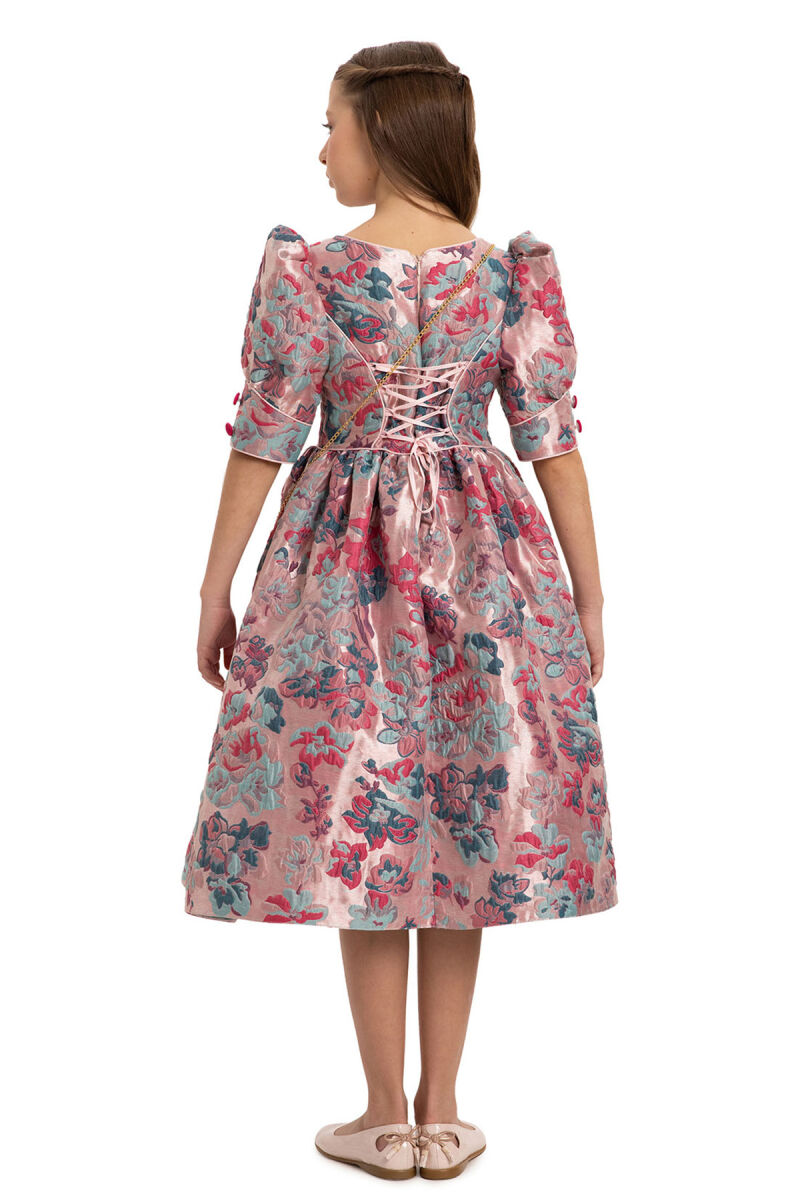 Fuchsia Jacquard Dress with Bag 8-14 AGE 35429PR - 11