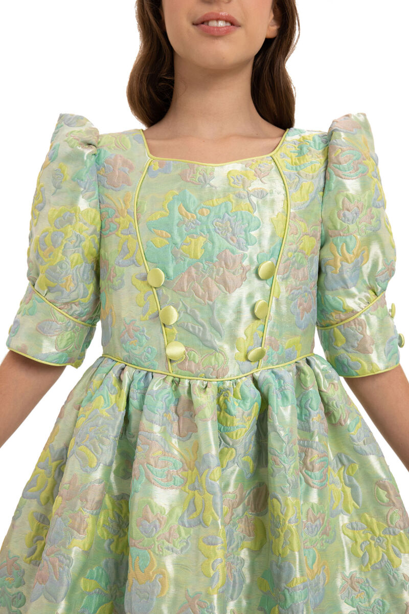 Green Jacquard Dress with Bag 8-14 AGE 35429PR - 6