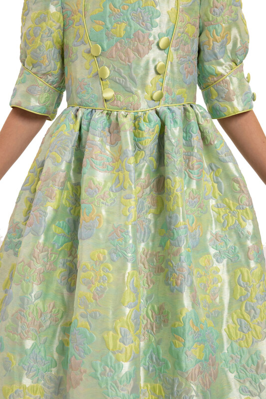 Green Jacquard Dress with Bag 8-14 AGE 35429PR - 7