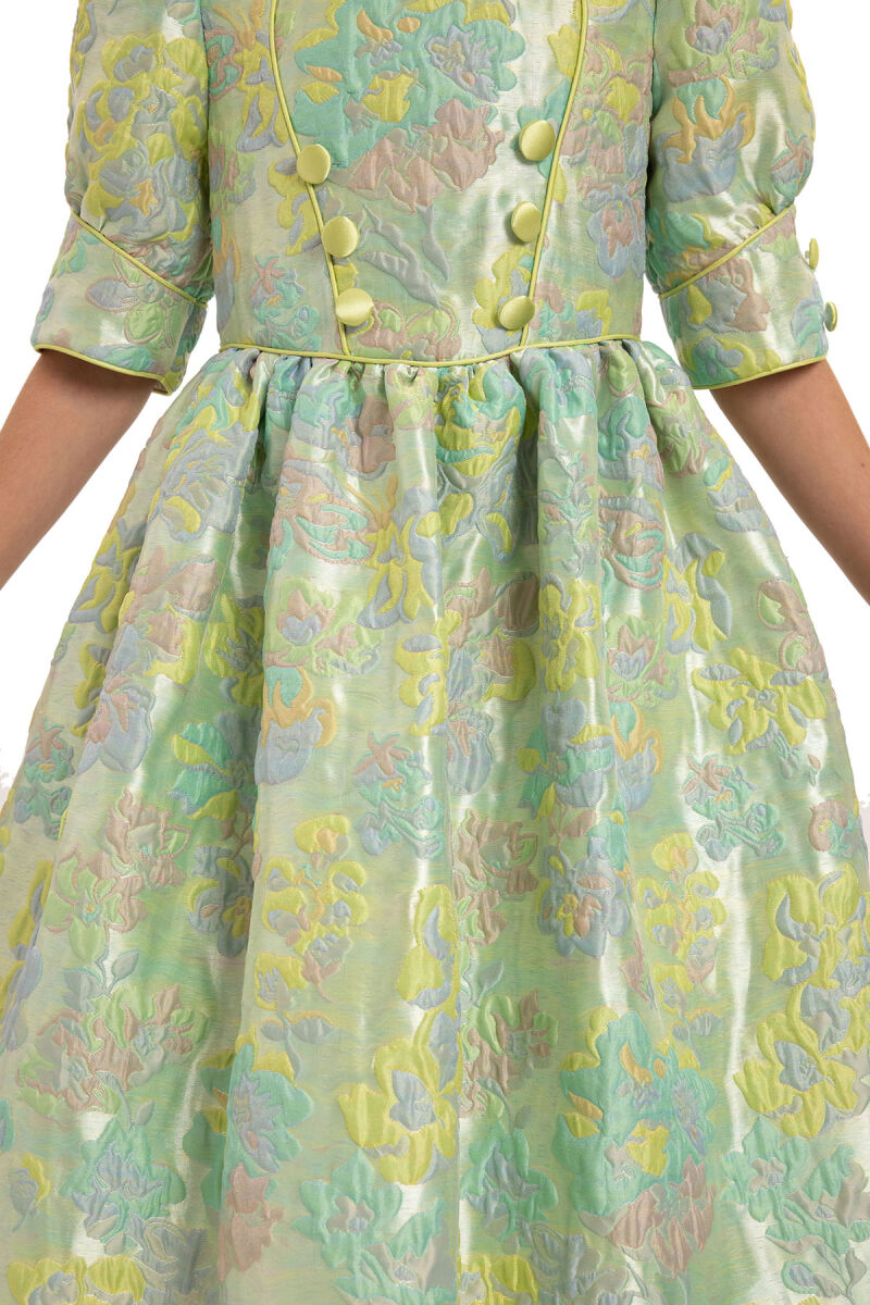 Green Jacquard Dress with Bag 8-14 AGE 35429PR - 7