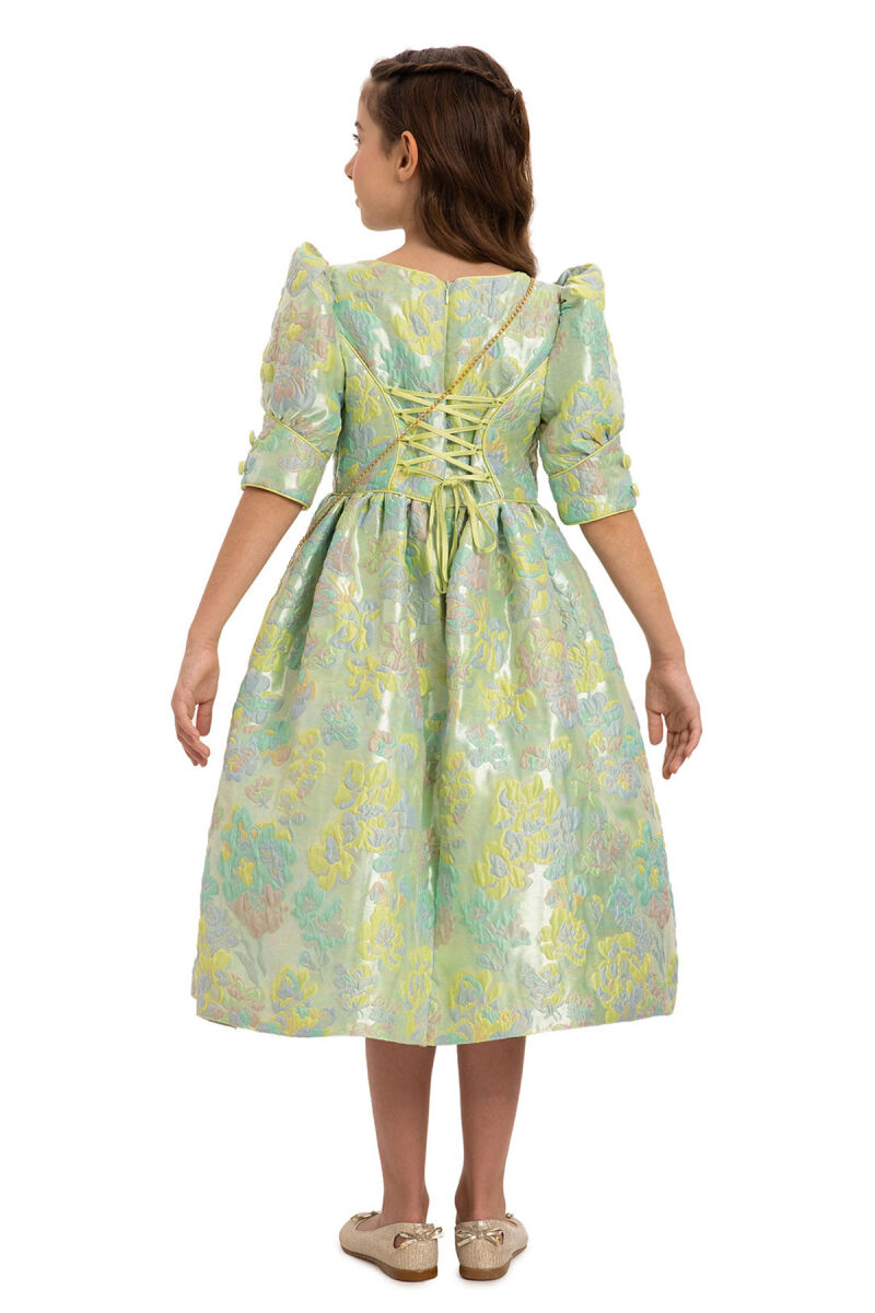Green Jacquard Dress with Bag 8-14 AGE 35429PR - 8