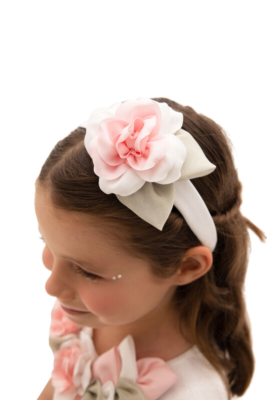 Ecru Girls Dress with Hair Accessory 3-7 AGE 35425PR - 6