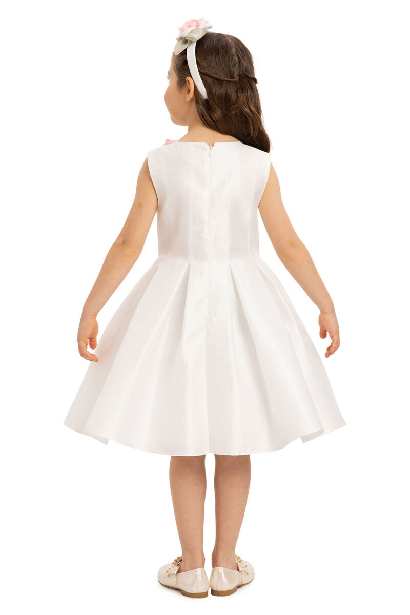 Ecru Girls Dress with Hair Accessory 3-7 AGE 35425PR - 10