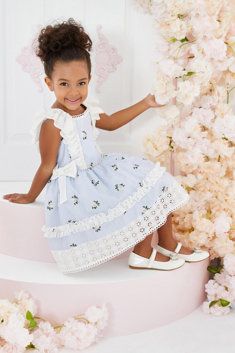 Blue Girl Frilly Dress 1-5 AGE 32221PR - 5