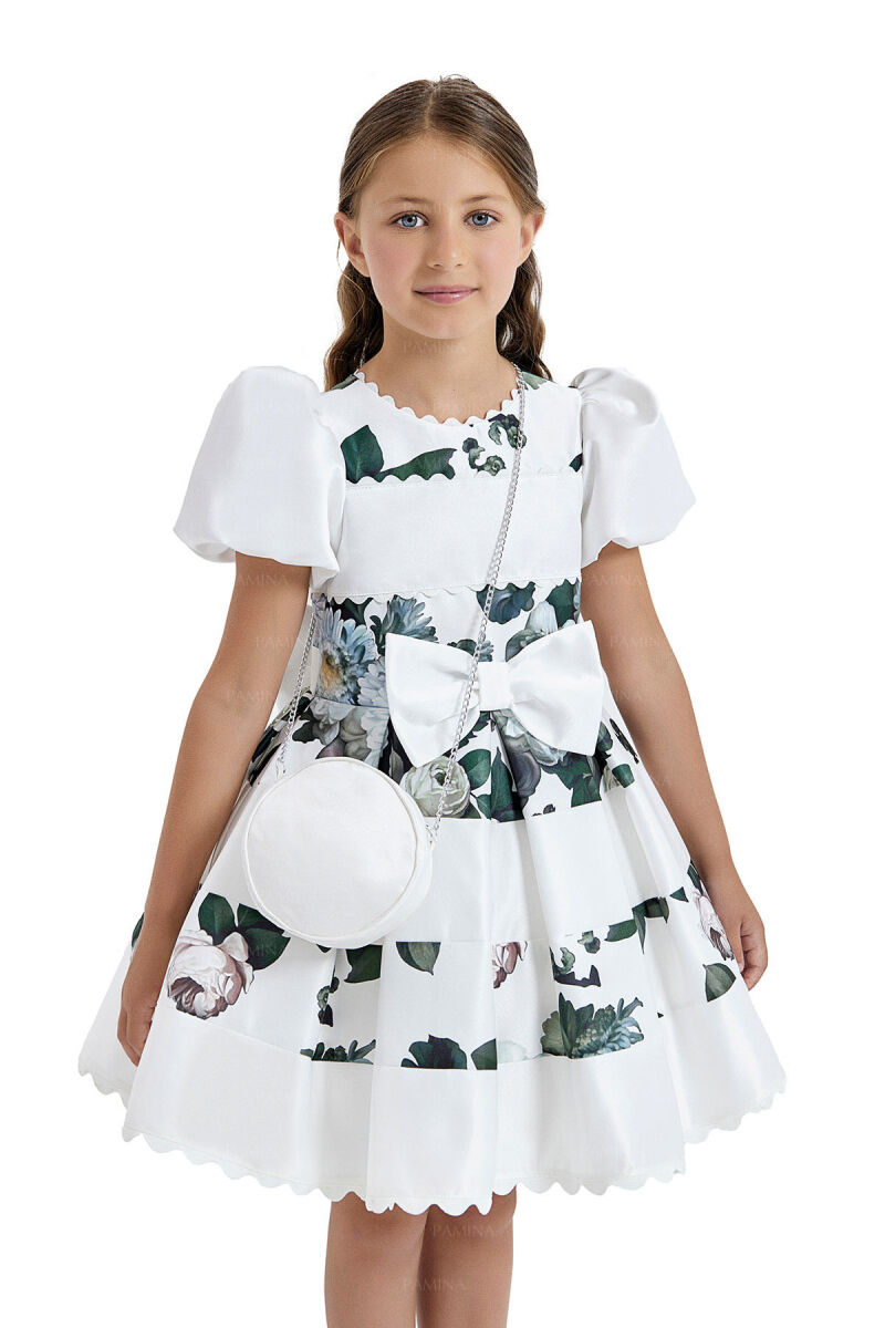 Ecru Balloon-Sleeved Dress 4-8 AGE 33092PR - 2
