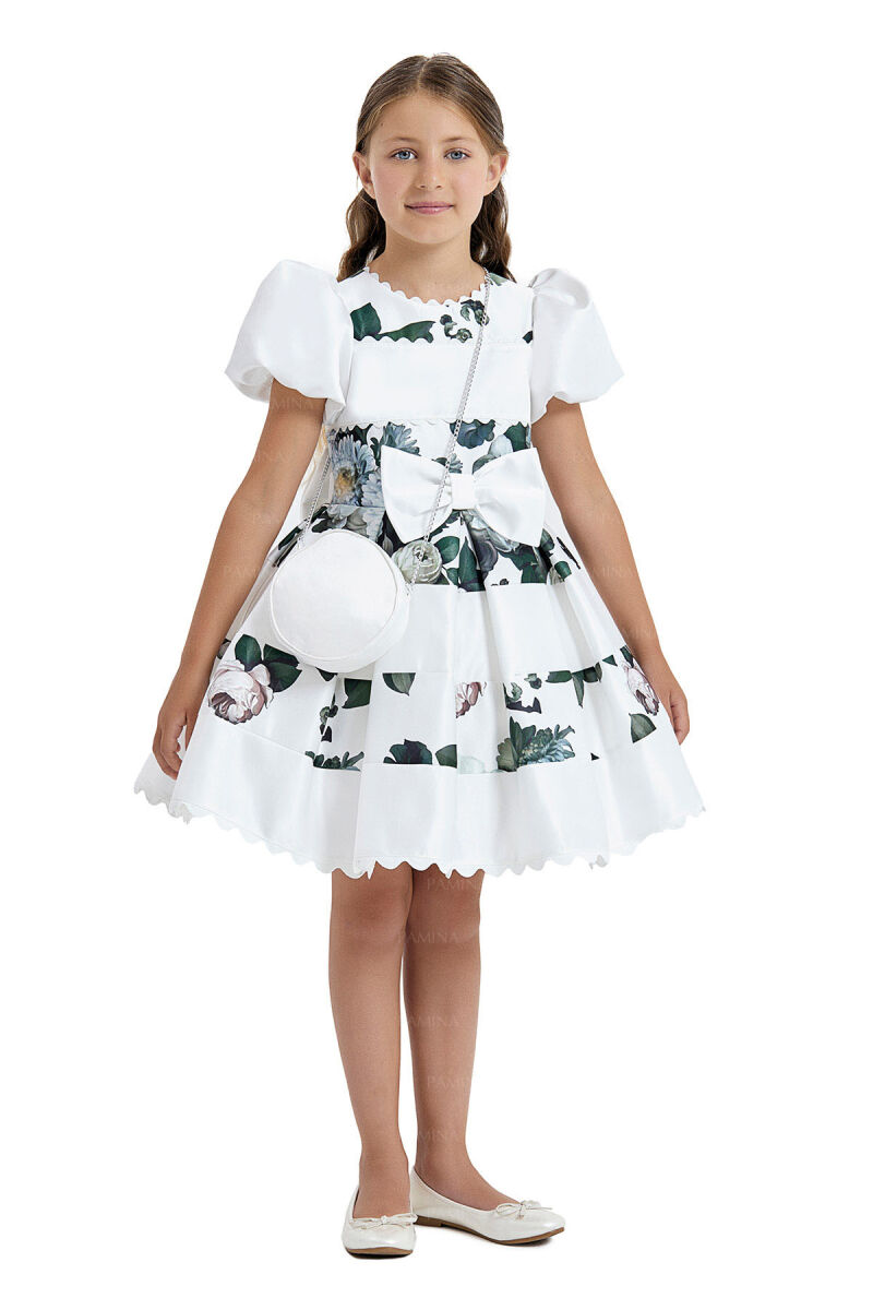 Ecru Balloon-Sleeved Dress 4-8 AGE 33092PR - 4