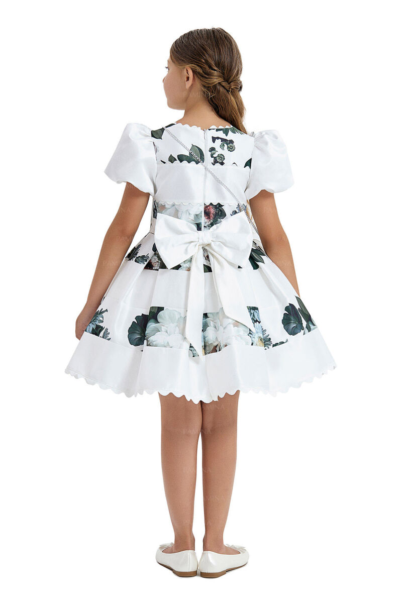 Ecru Balloon-Sleeved Dress 4-8 AGE 33092PR - 5
