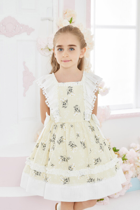 Yellow Girl Flowery Dress 4-8 AGE 32144PR 