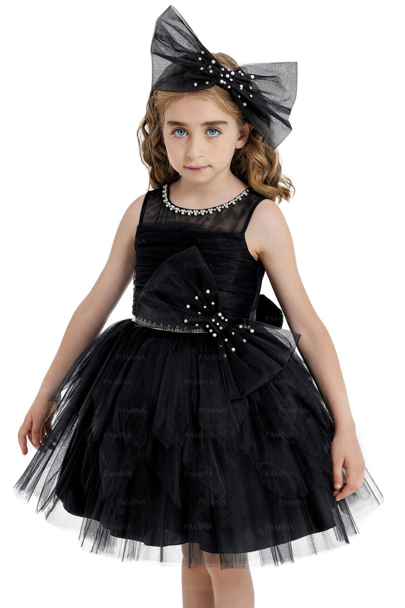 Black Dress with Ballet Skirt 4-8 AGE 33008PR - 3