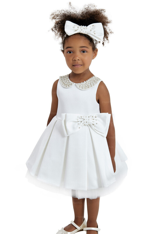 Ecru Baby Collored Satin Dress 6-12-18 MONTH 33120PR - 4