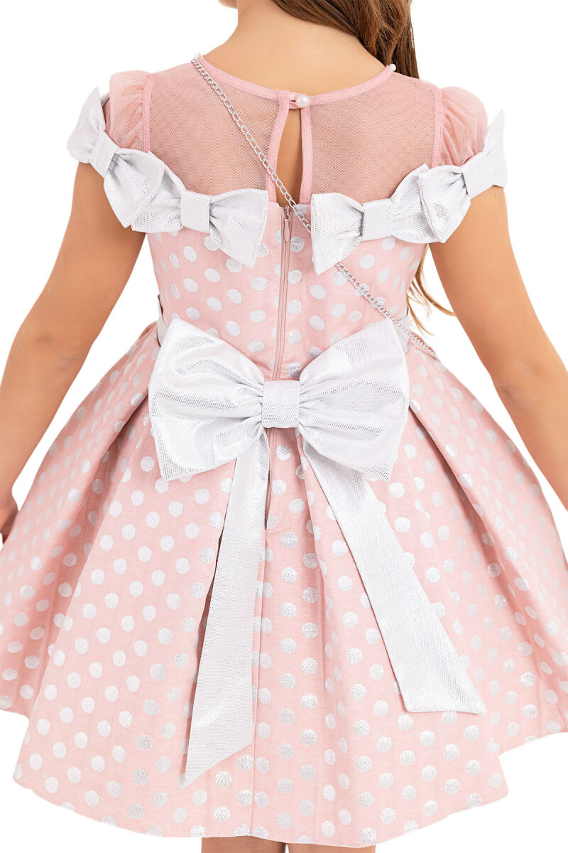 Powder Spotted dress for girls 4-8 AGE 33175PR - 6