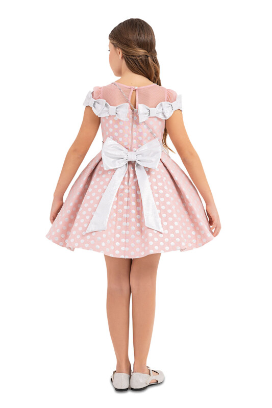 Powder Spotted dress for girls 4-8 AGE 33175PR - 7