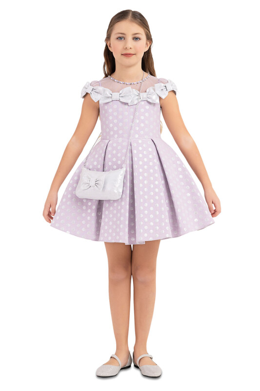 Lilac Spotted dress for girls 4-8 AGE 33175PR 