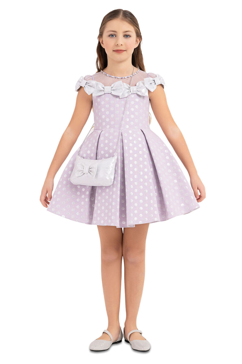 Lilac Spotted dress for girls 4-8 AGE 33175PR - 1