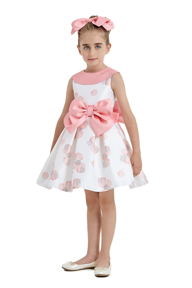 Coral Scarf-Collared Dress 4-8 AGE 33102PR - 2