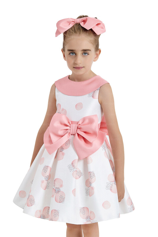 Coral Scarf-Collared Dress 4-8 AGE 33102PR - 3