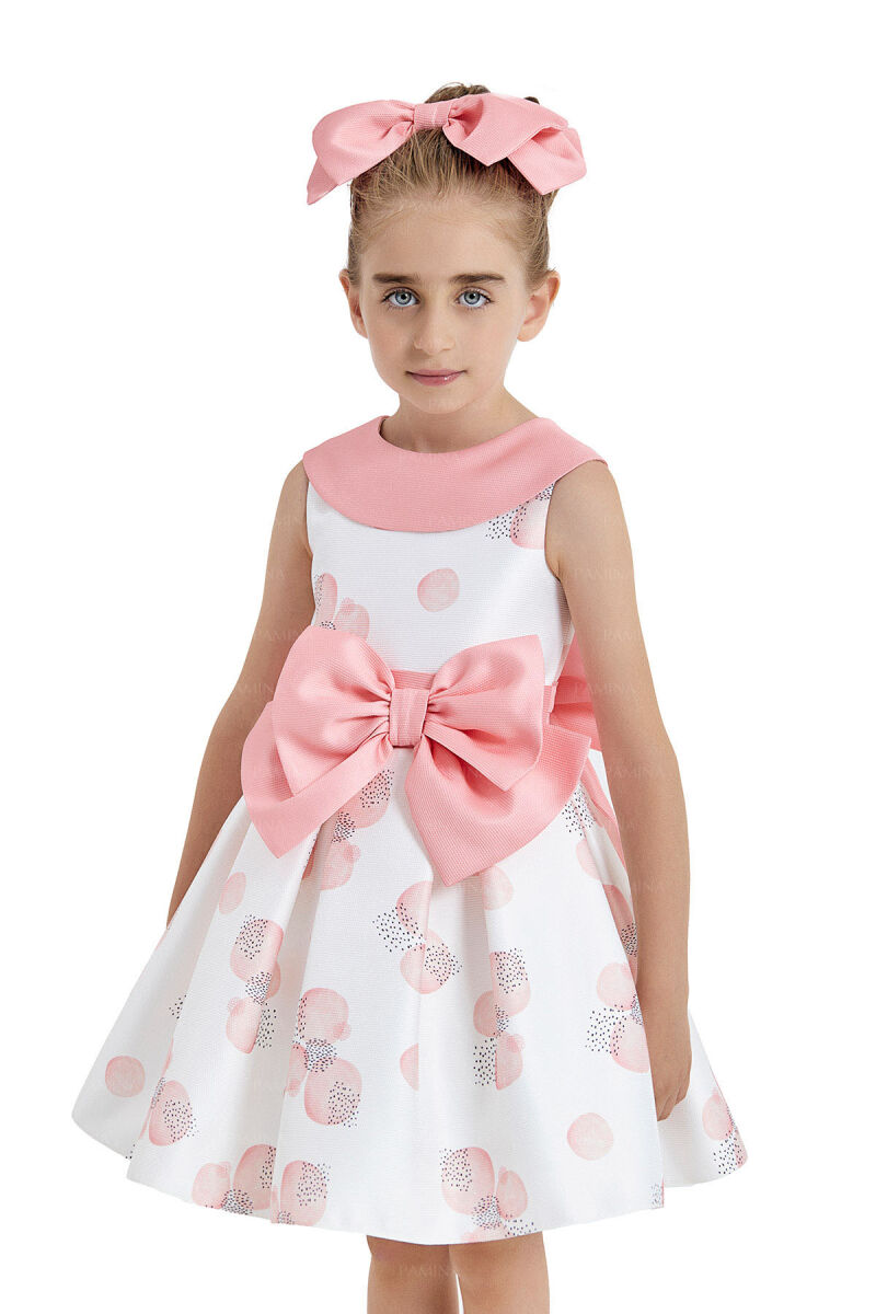 Coral Scarf-Collared Dress 4-8 AGE 33102PR - 3