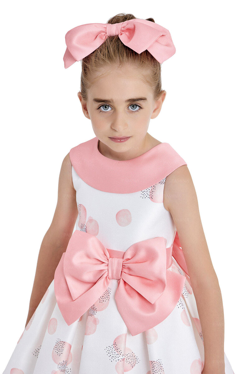 Coral Scarf-Collared Dress 4-8 AGE 33102PR - 4