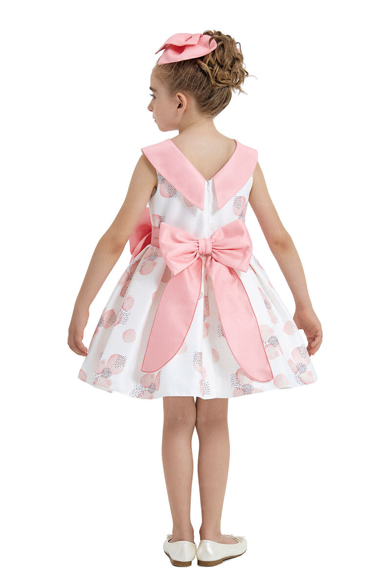 Coral Scarf-Collared Dress 4-8 AGE 33102PR - 5