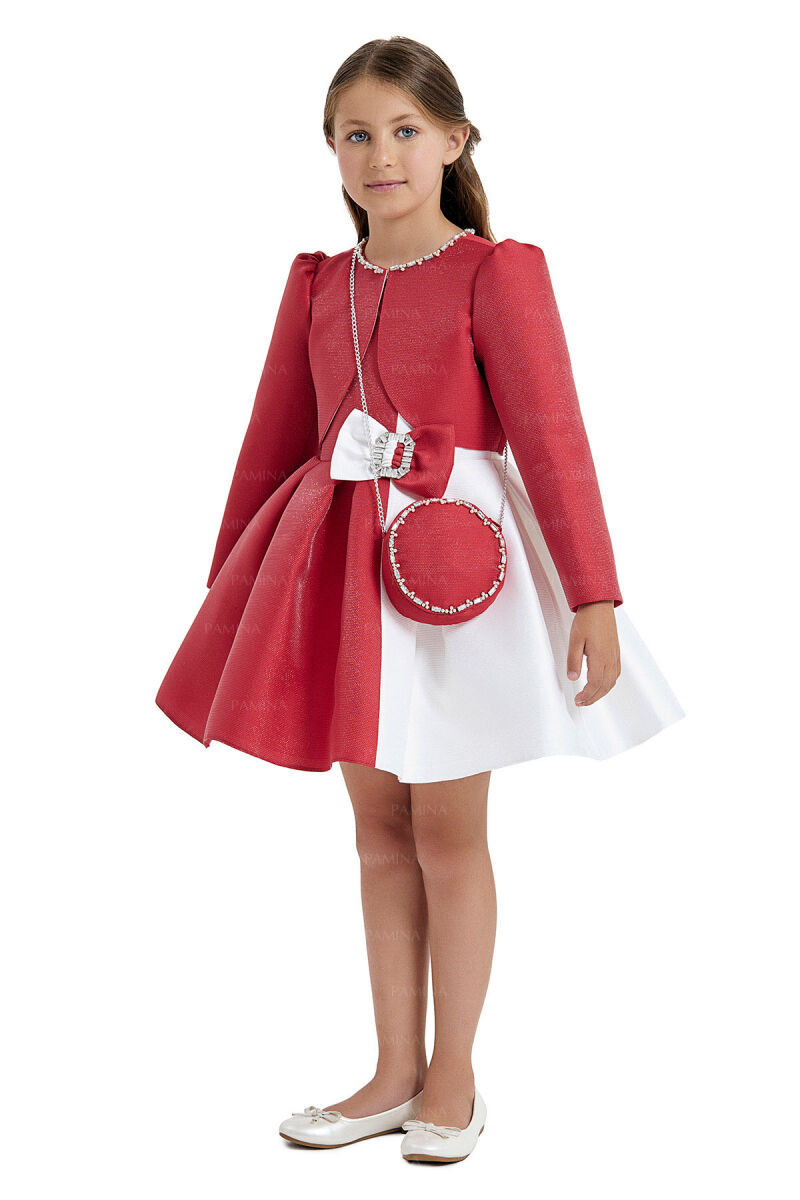 Red Sleeveless Dress with Bolero 4-8 AGE 33033PR - 2