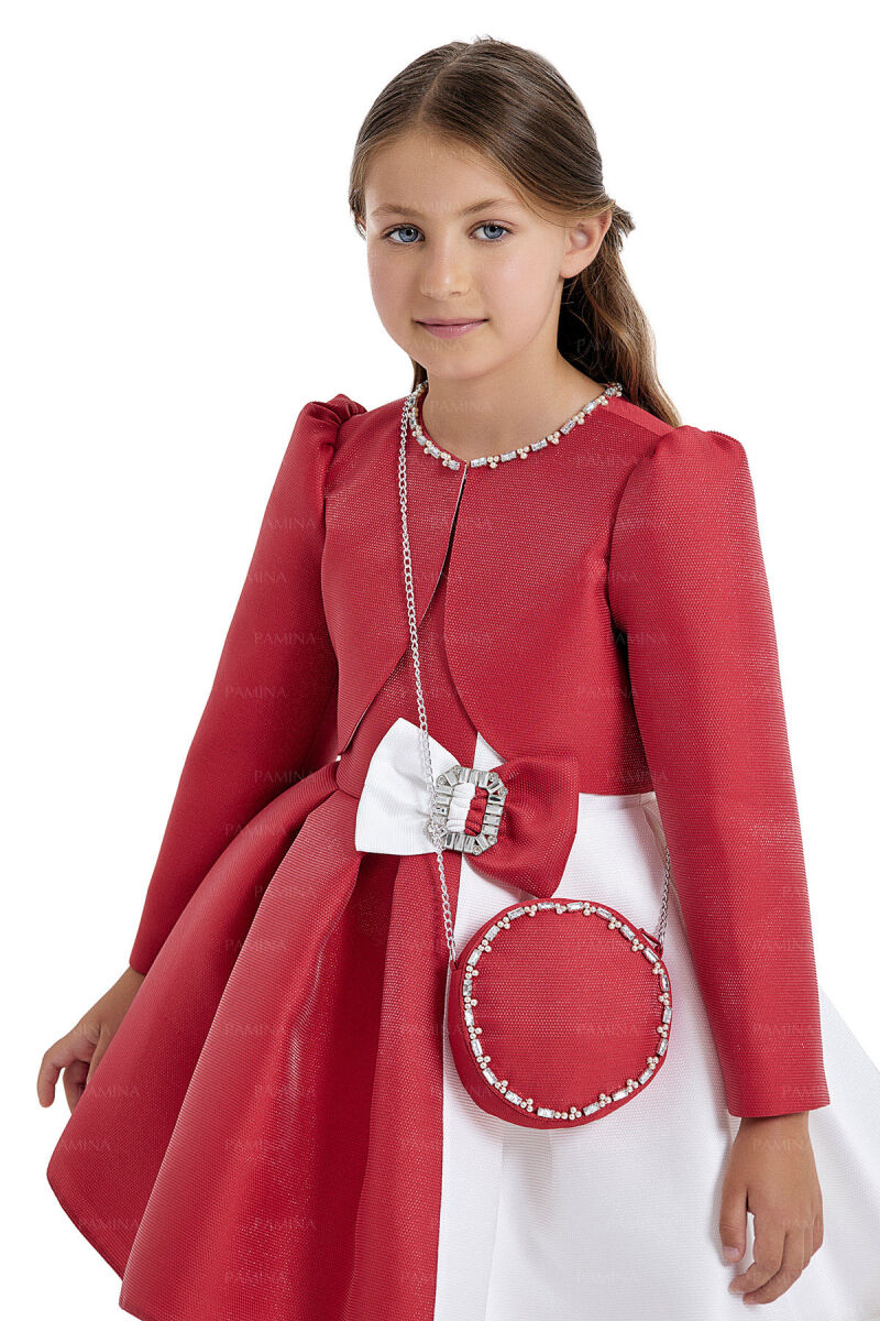 Red Sleeveless Dress with Bolero 4-8 AGE 33033PR - 4
