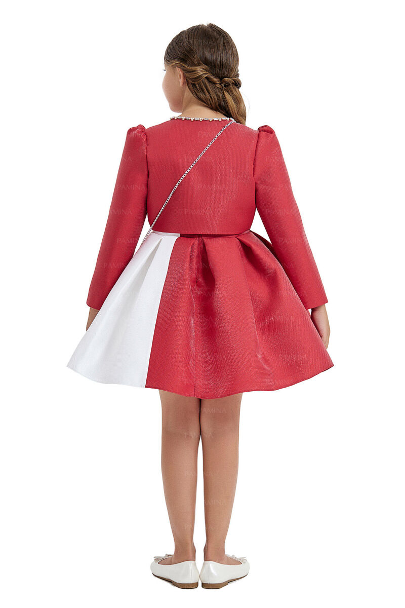 Red Sleeveless Dress with Bolero 4-8 AGE 33033PR - 6