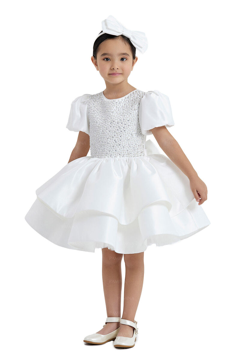 Ecru Balloon-Sleeved Dress 2-6 AGE 33042PR - 2