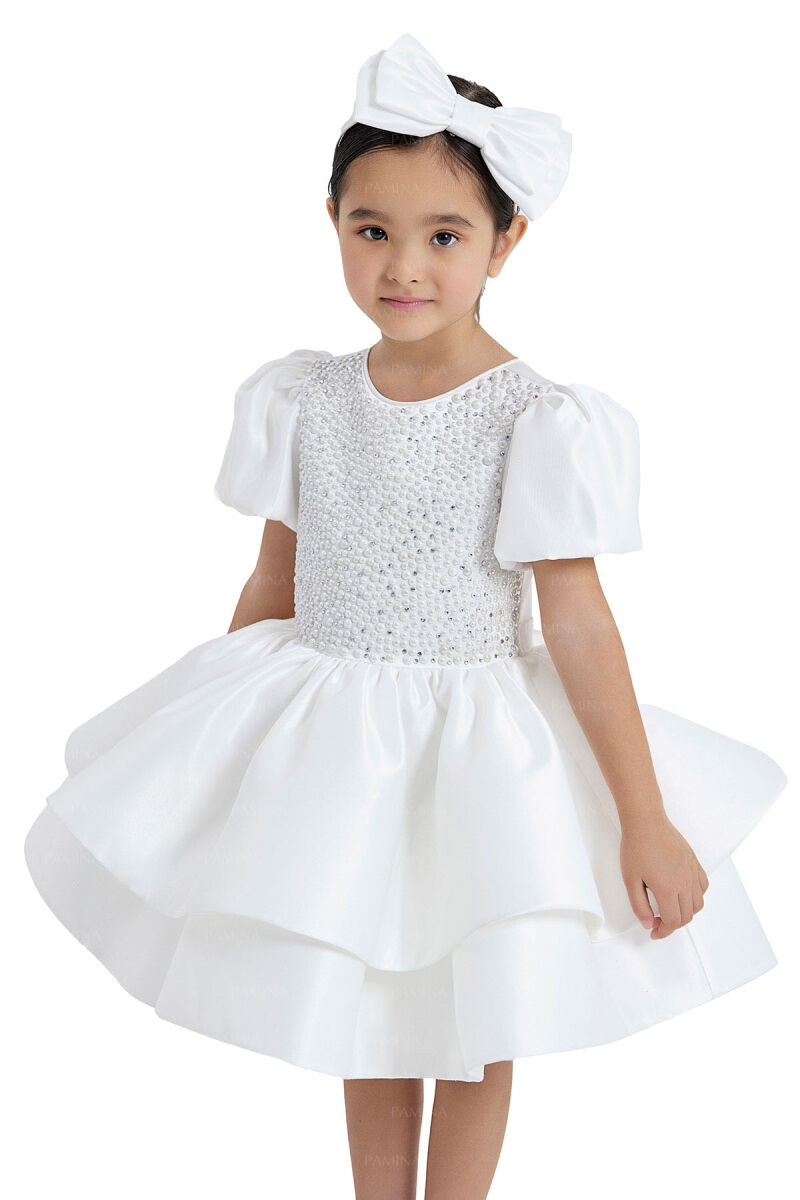 Ecru Balloon-Sleeved Dress 2-6 AGE 33042PR - 4