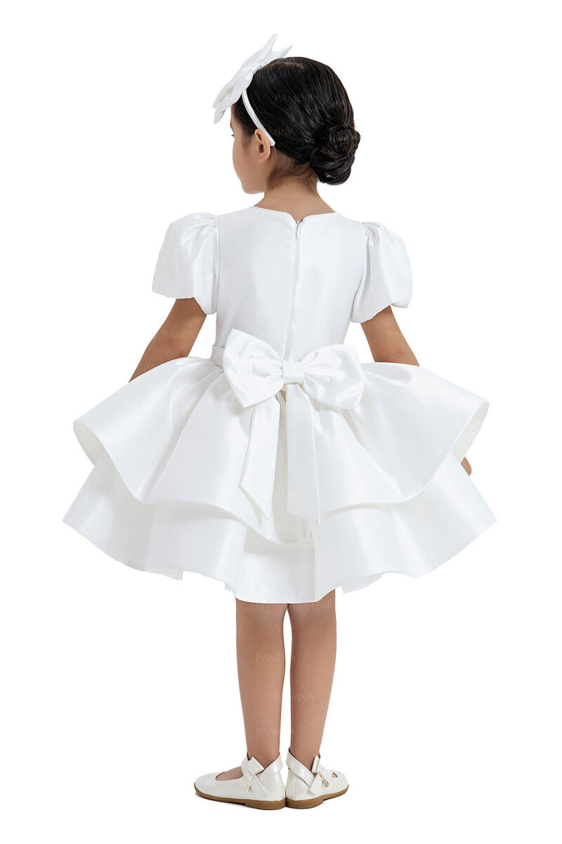 Ecru Balloon-Sleeved Dress 2-6 AGE 33042PR - 5