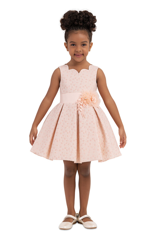 Salmon Scallop-Collar Dress for Girls 2-6 AGE 33090PR - 1