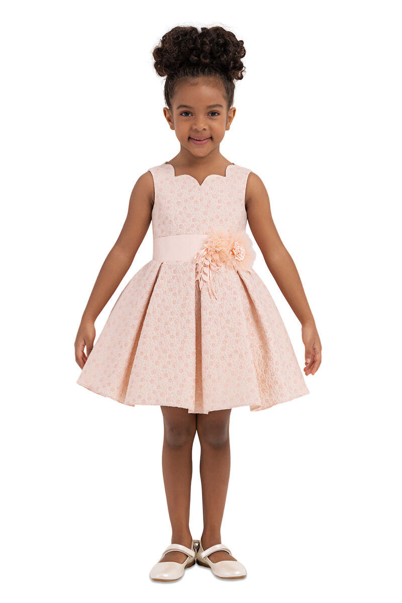 Salmon Scallop-Collar Dress for Girls 2-6 AGE 33090PR - 1