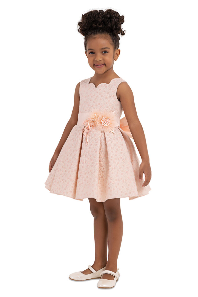Salmon Scallop-Collar Dress for Girls 2-6 AGE 33090PR - 2