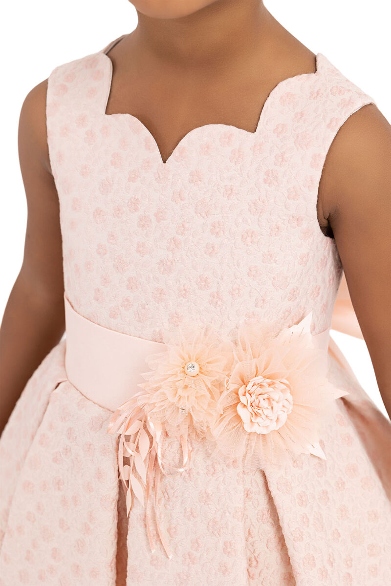 Salmon Scallop-Collar Dress for Girls 2-6 AGE 33090PR - 3